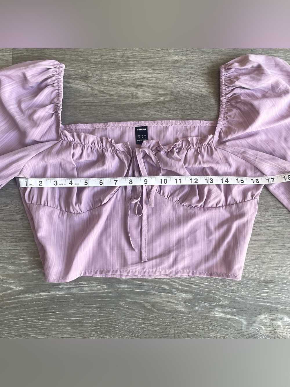 SHEIN Lilac Puff Sleeve Cottagecore Crop Top | Size Medium - Picture 6 of 8